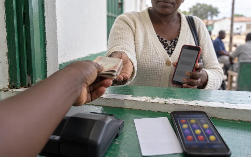 Wallet receipt checked at a cash counter