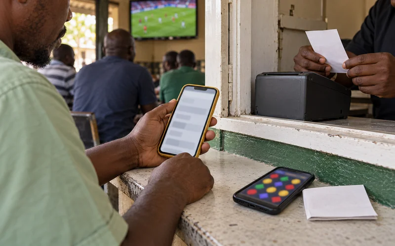 Anonymous payment slip beside a mobile wallet