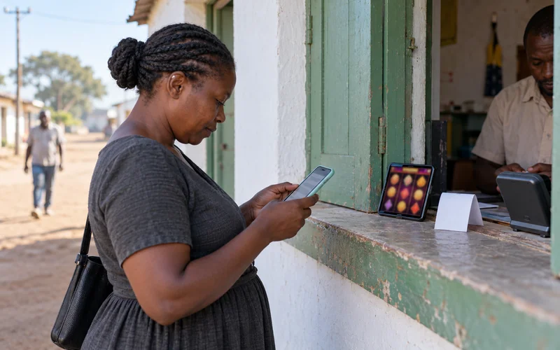 Mobile wallet and casino chips at a local counter